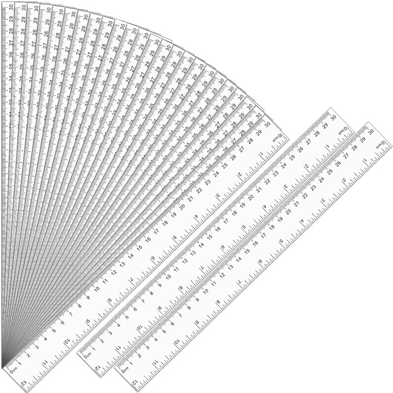 Duchong 32 Pack Clear Ruler 12 Inch Bulk with Centimeters and Millimeters, Metric Rulers Measuring Drawing Tool for Kids, Ideal Back to School Office Home Supplies - Image 1